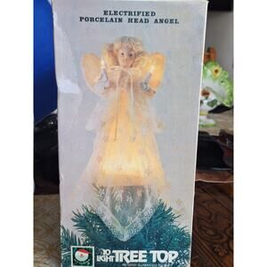10 Light Porcelain Head Angel Christmas Tree Topper- Excellent Vintage! Works